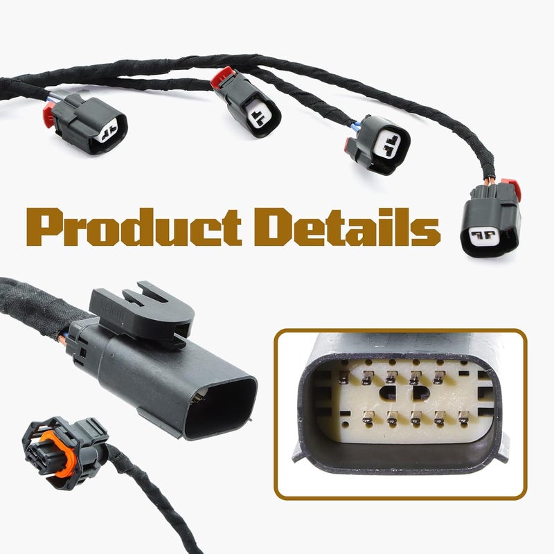 ECOMARK Fuel Injector Right Rail Harness Fit for Cadillac Chevrolet Chevy GMC 2014-2023 Some Models with 5.3L 6.0L 6.2L 6.6L V8 Engine Replace HAR001R 12710481 - Image 2